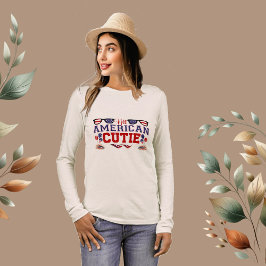 Alla amerikanska Cutie Stars och Rand Rött vitt bl T Shirt