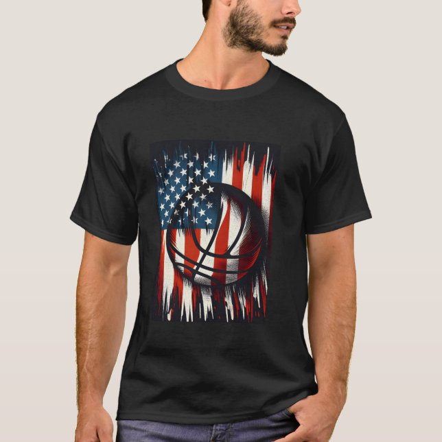 Alla amerikanska dagen-familjen 4:e juli och baske t shirt (Framsida)
