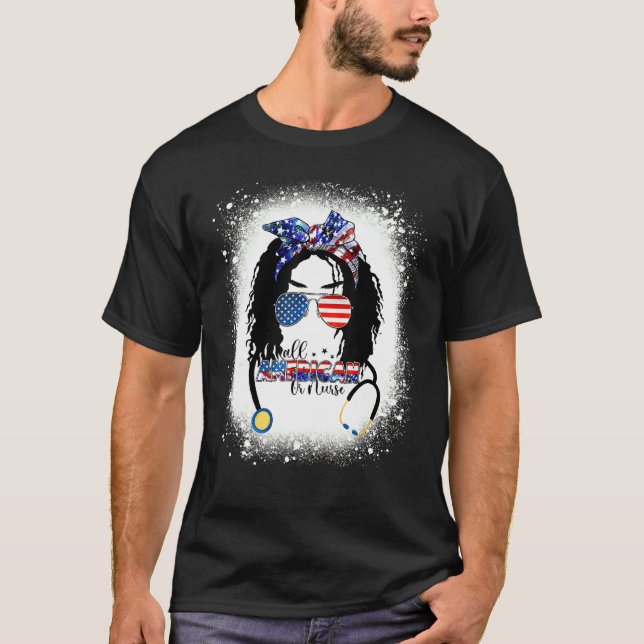 Alla amerikanska eller sjuksköterska Messy Bun Afr T Shirt (Framsida)