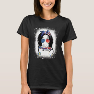 Alla amerikanska Er Nurse Messy Bun Afro 4 juli P T Shirt