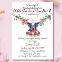 Alla Amerikanska Flickan Baby Shower Inbjudan Mall