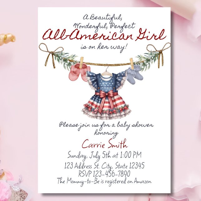Alla Amerikanska Flickan Baby Shower Inbjudan Mall (Skapare uppladdad)