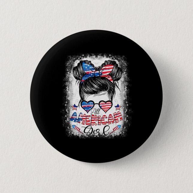 Alla amerikanska flickor 4:e juli Bleached Shirts  Knapp (Framsida)