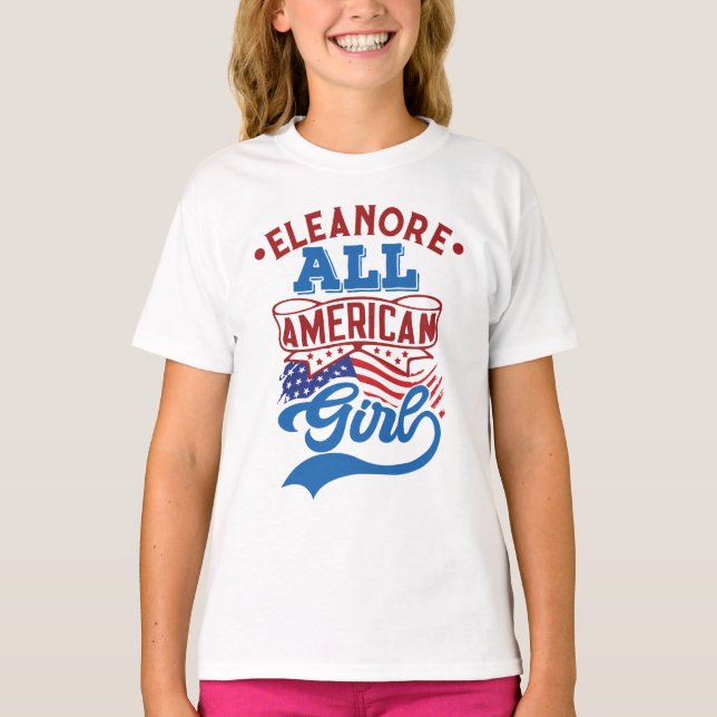 Alla amerikanska flickor 4:e July patriotic namn m T Shirt (Framsida)