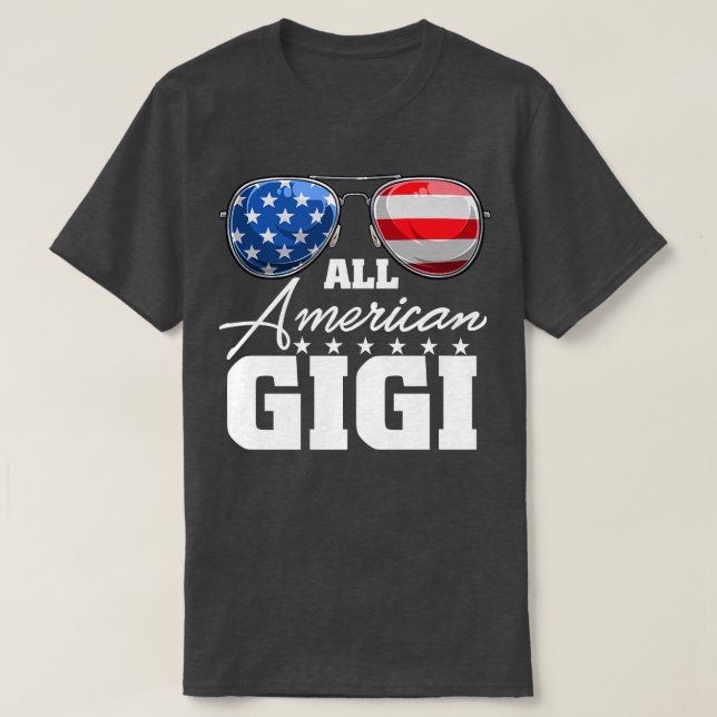 Alla amerikanska Gigi Grandma USA flagga Sunglasse T Shirt (Design framsida)
