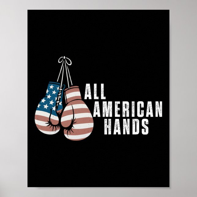 Alla amerikanska Händer Boxing-handskar USA flagga Poster (Framsidan)