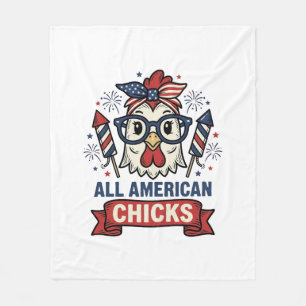 Alla amerikanska kycklingar Patriotisk kyckling Ve Fleecefilt