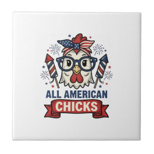 Alla amerikanska kycklingar Patriotisk kycklingvek Kakelplatta