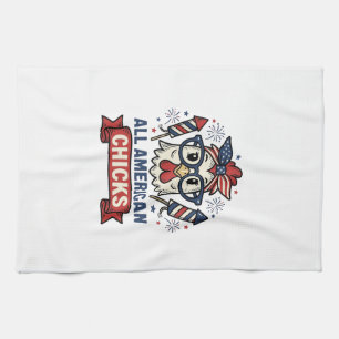 Alla amerikanska kycklingar Patriotisk kycklingvek Kökshandduk