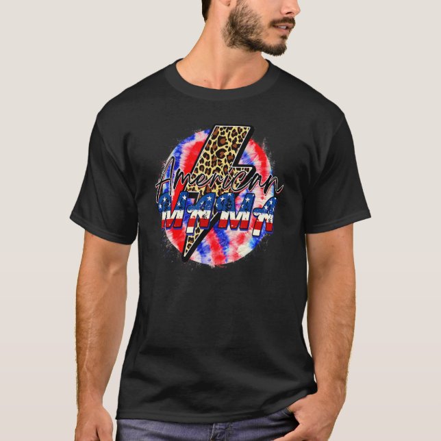 Alla amerikanska Mammor 4 juli Leopard 4 i Ju T Shirt (Framsida)