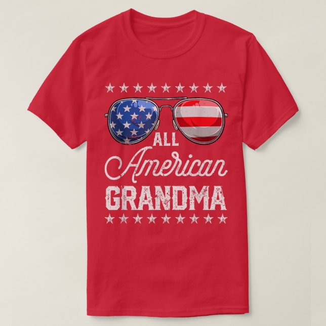 Alla amerikanska mormor 4:e juli-familjen Matching T Shirt (Design framsida)