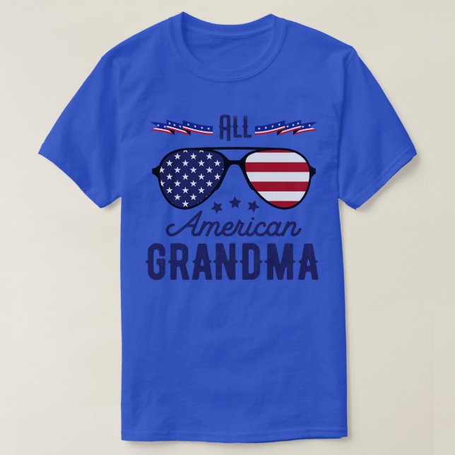 Alla amerikanska mormor 4:e juli-solglasögon t shirt (Design framsida)