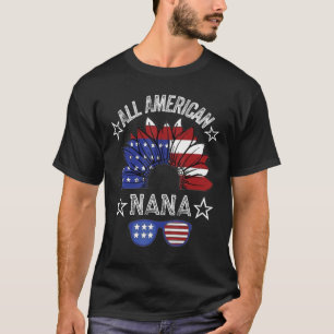Alla amerikanska Nana 4:e juli Shirt Women Sunflow T