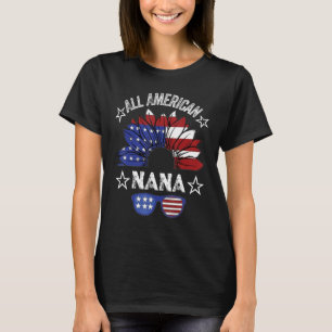 Alla amerikanska Nana 4:e juli Shirt Women Sunflow T