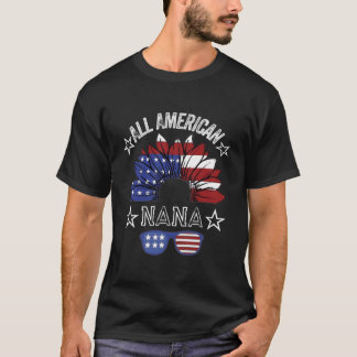 Alla amerikanska Nana 4:e juli USA flagga T Shirt