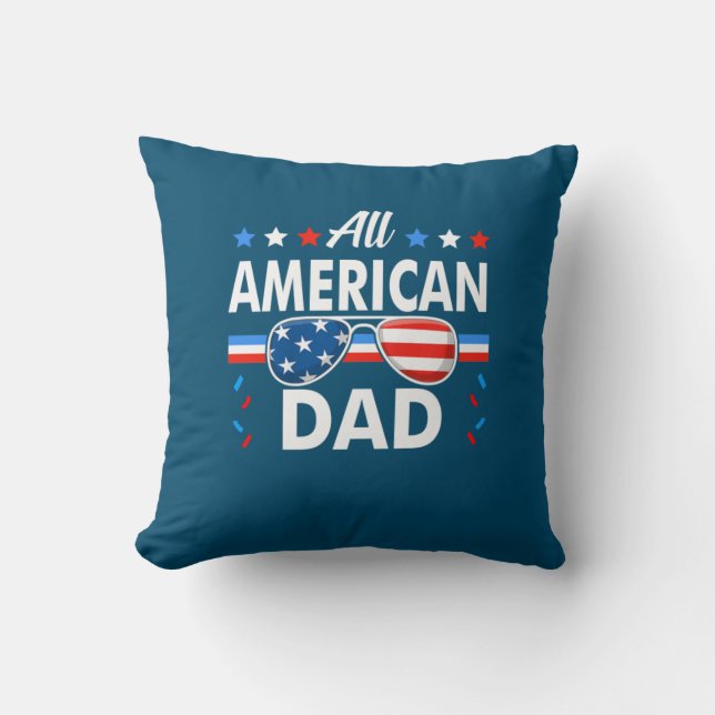 Alla amerikanska Pappa 4:e juli-familjmatchning Kudde (Framsida)