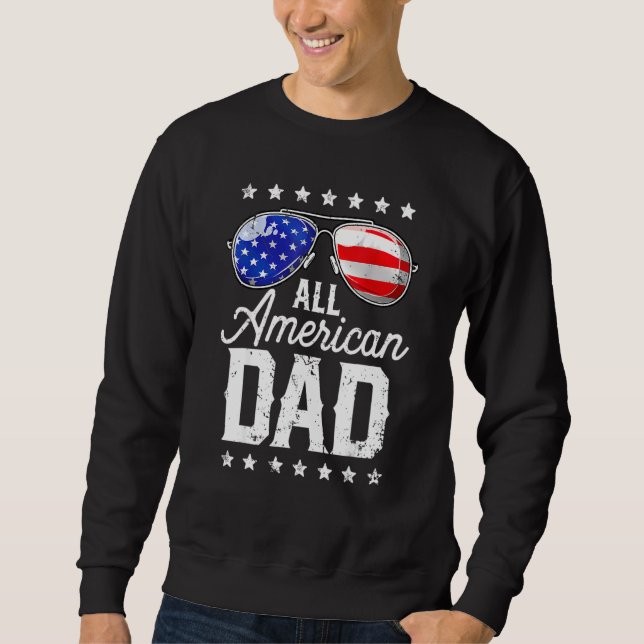 Alla amerikanska Pappa 4:e juli Fars dag Manar Dad Lång Ärmad Tröja (Framsida)