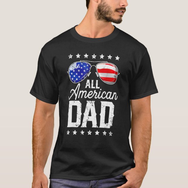 Alla amerikanska Pappa 4:e juli Fars dag Manar Dad T Shirt (Framsida)