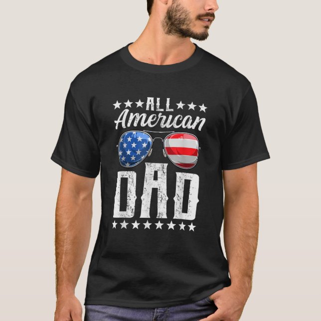 Alla amerikanska Pappa 4:e juli Fars dag Manar pap T Shirt (Framsida)