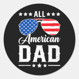 Alla amerikanska Pappa 4:e juli: Lilla Patriotic U Runt Klistermärke