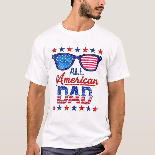 Alla amerikanska Pappa 4:e juli Memorial Day Pappo T Shirt (Framsida)