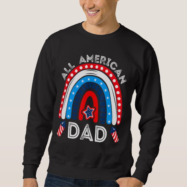 Alla amerikanska Pappa 4:e juli Regnbåge Fars dag  Lång Ärmad Tröja (Framsida)