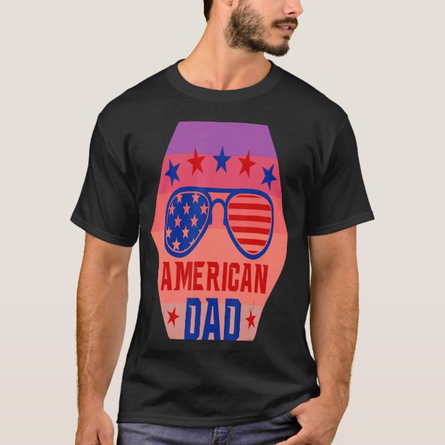 Alla amerikanska Pappa 4:e juli: Retro Sunglass US T Shirt (Framsida)