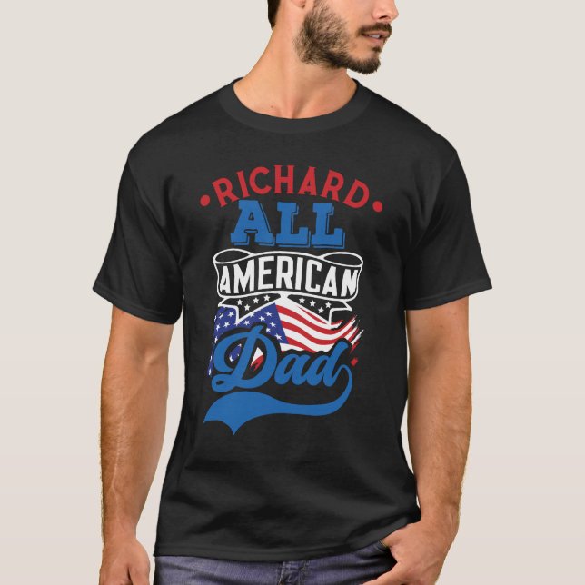 Alla amerikanska pappa 4:e lagliga patriotiska fam t shirt (Framsida)