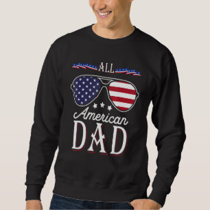 Alla amerikanska Pappa Lycklig Fars dag 4 juli USA Lång Ärmad Tröja