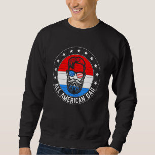 Alla amerikanska Pappa Lycklig Fars dag 4 juli USA Lång Ärmad Tröja