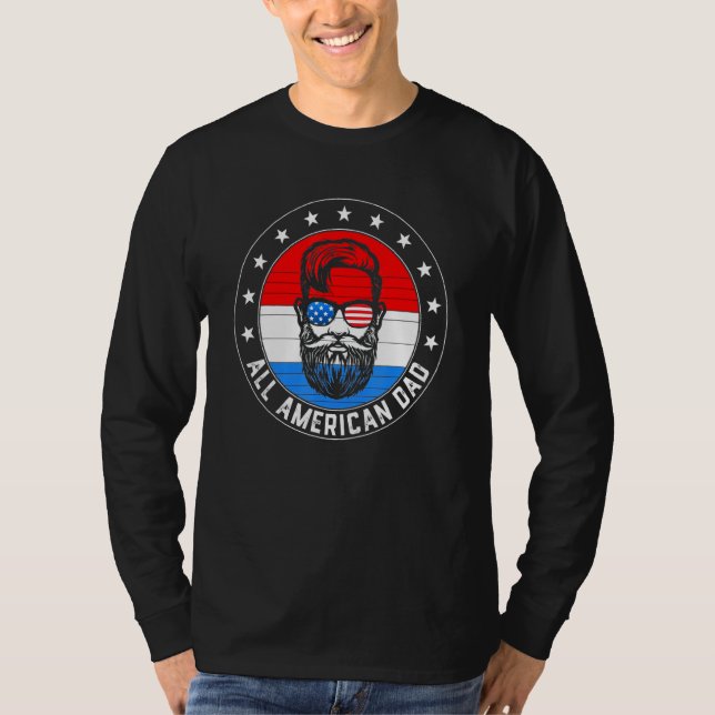 Alla amerikanska Pappa Lycklig Fars dag 4 juli USA T Shirt (Framsida)