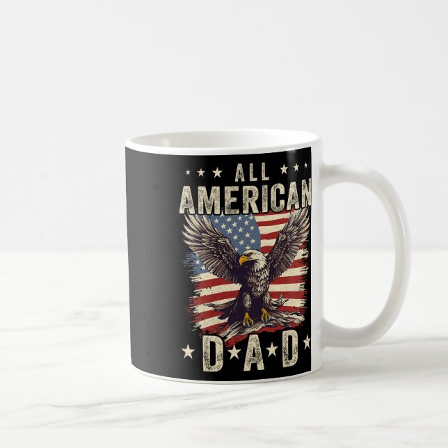 Alla amerikanska Pappa-örnen 4 juli Fars dag Manar Kaffemugg (Höger)
