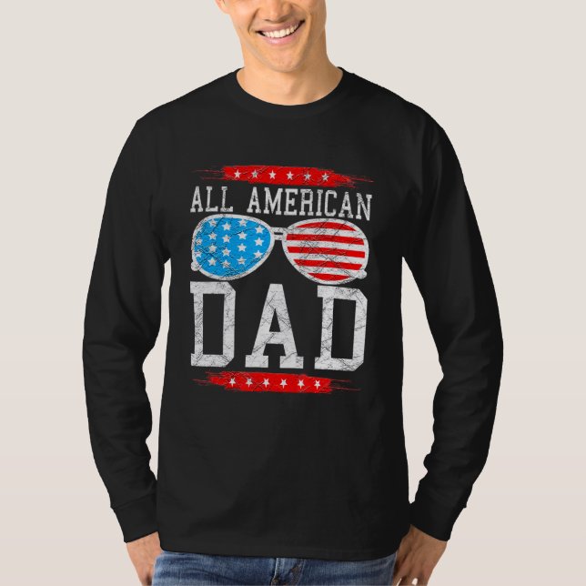 Alla amerikanska Pappa-sollaser USA:s Flagga match T Shirt (Framsida)