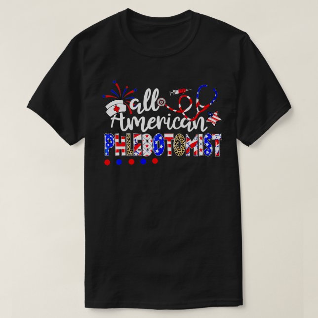 Alla amerikanska Phlebotomist Fireworks Leopard 4: T Shirt (Design framsida)
