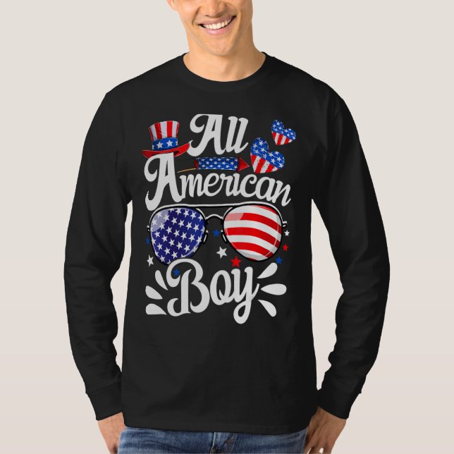 Alla amerikanska pojken 4:e juli Kids Sunglasses A T Shirt (Framsida)