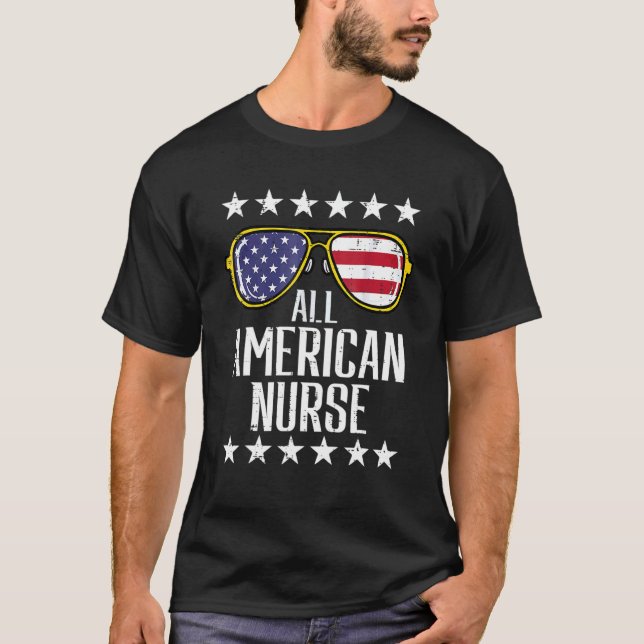 Alla amerikanska sjuksköterskans minnesdag 4 juli t shirt (Framsida)
