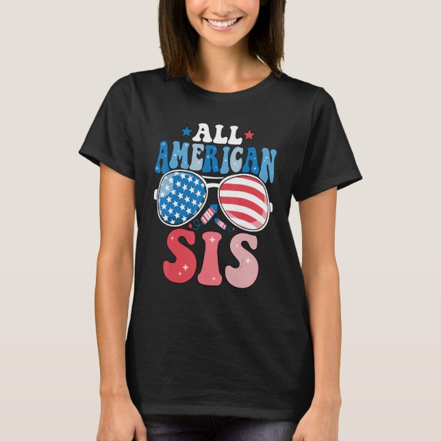 Alla amerikanska Syrran solglasögon 4:e juli-famil T Shirt (Framsida)