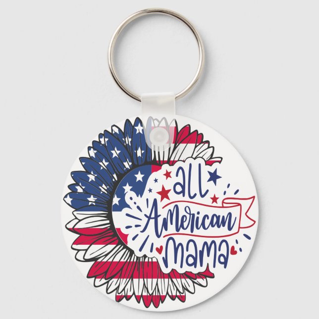 Alla amerikanska USA flagga-Rött vitt blått patrio Nyckelring (Framsida)