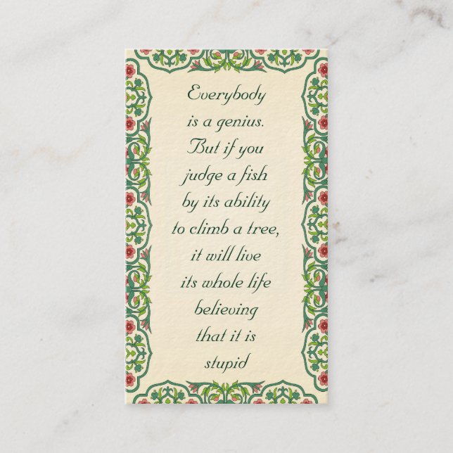 Alla är ett snille.  Men om du bedömer en fisk Visitkort (Framsida)