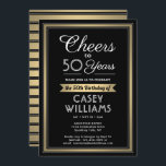 Alla År Födelsedag Svart, Vit och Guld Cheers Fest Inbjudningar<br><div class="desc">Inbjudan familj och vänner till en elegant firande för honom eller henne med snyggt svart, vit och guld födelsedagsfest inbjudan. Alla formuleringar i den här mallen är enkla att anpassa. Utformningen har en guld faux foil gräns, modern svart rand, klassisk manusgrafi och vintage art deco inspirerad typografi. Observera att guld...</div>