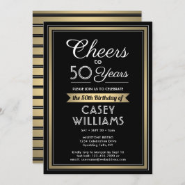 Alla År Födelsedag Svart, Vit och Guld Cheers Fest Inbjudningar