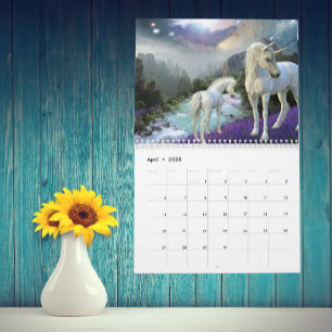 Alla År Förtrollande Enhörning Familj Föl Fantasy Kalender