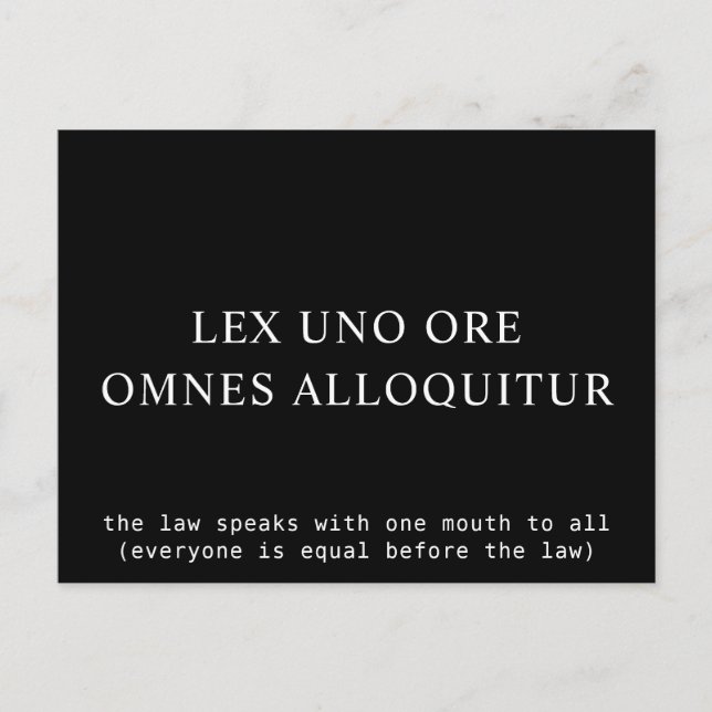 Alla är lika före den latinska citattecken för jur vykort (Framsida)