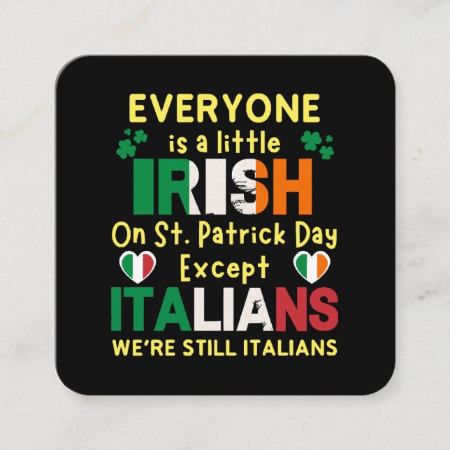 Alla är lite irländska på St Patricks dag Fyrkantigt Visitkort (Framsida)
