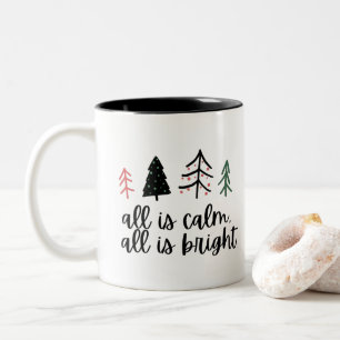Alla är Lugn alla är Bright Chrismas Träd Gift Två-Tonad Mugg