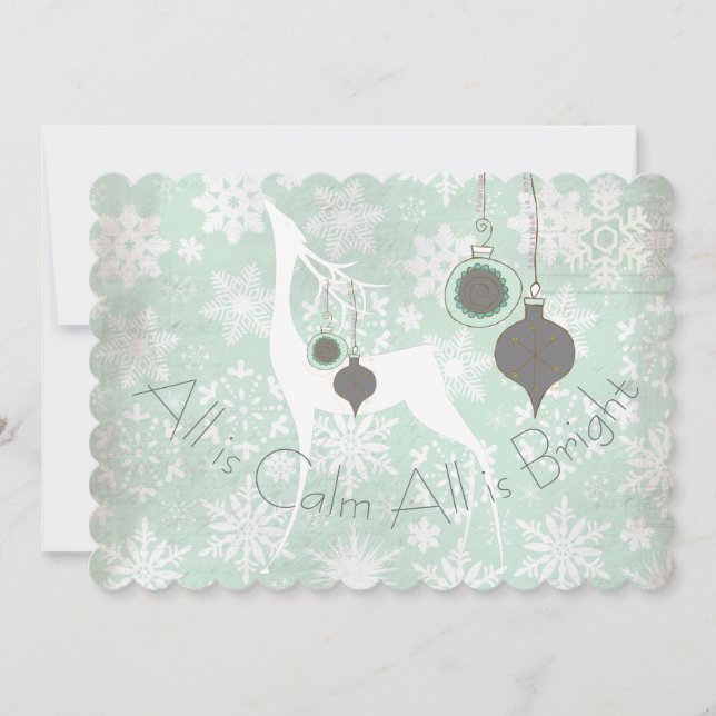 Alla är Lugn Alla är Bright Hjort Helgdag Julkort (Framsida)