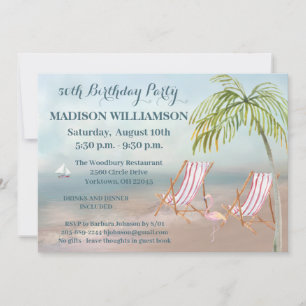 Alla År Strand Tema Födelsedag Fest Inbjudningar