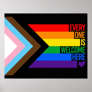 Alla är välkommen hit (Progress Pride)-Flagga Poster