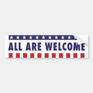 Alla är välkommna - stars och stripes bildekal