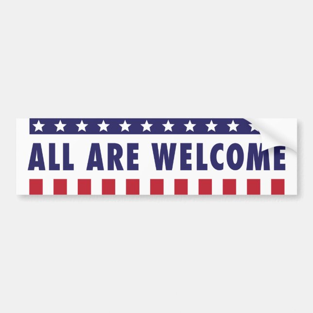 Alla är välkommna - stars och stripes bildekal (Framsidan)